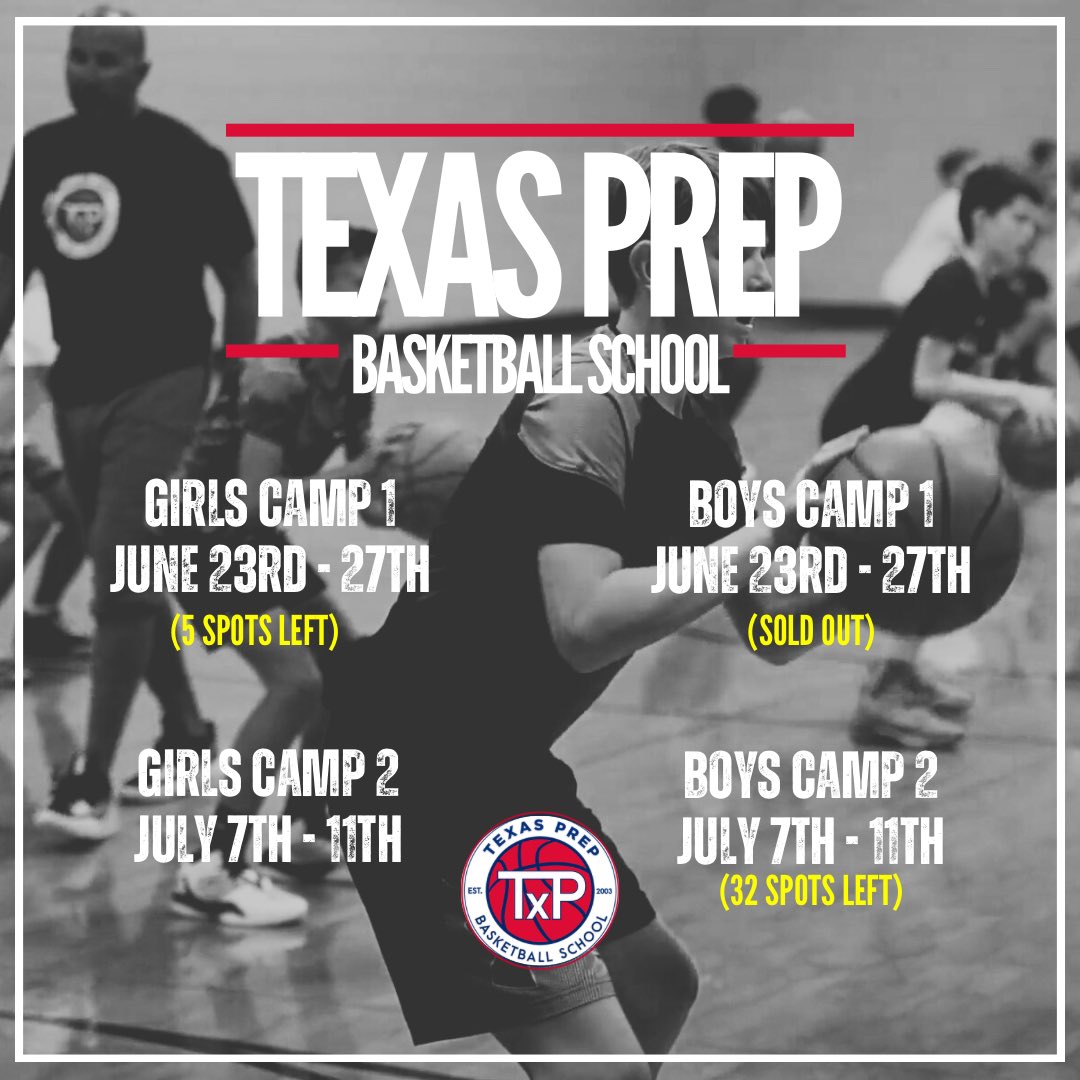 🏀TXP is filling up quickly‼️
Join us this summer in Abilene, TX for some serious hoops!
texasprepbasketballschool.com