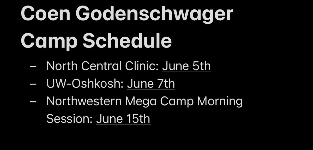 Here is my summer camp schedule as of now. Still looking and deciding on others to attend. Can’t wait to showcase my talent this summer! @DGS_Football @EDGYTIM @DeepDishFB @PrepRedzoneIL