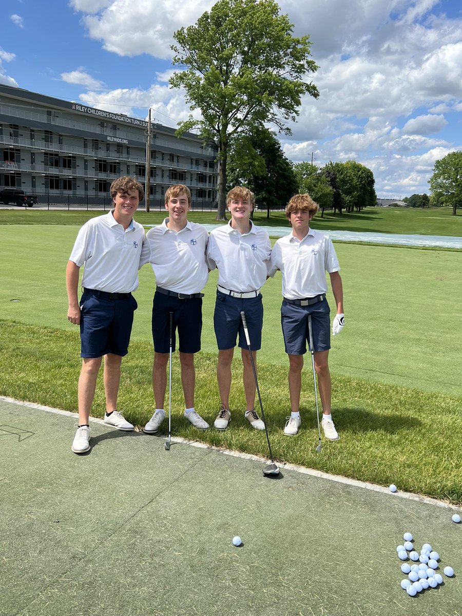 Boys golf played Brickyard Crossing in a 4-way match today vs Speedway HS, Park Tudor and Pike! Team fired a 162 led by Colin Kirchgessner with low BC round of 38 followed by Nick Belby (39), Charlie Belch (42), Nate O’Brien (43) & Matthew Marrano (44)