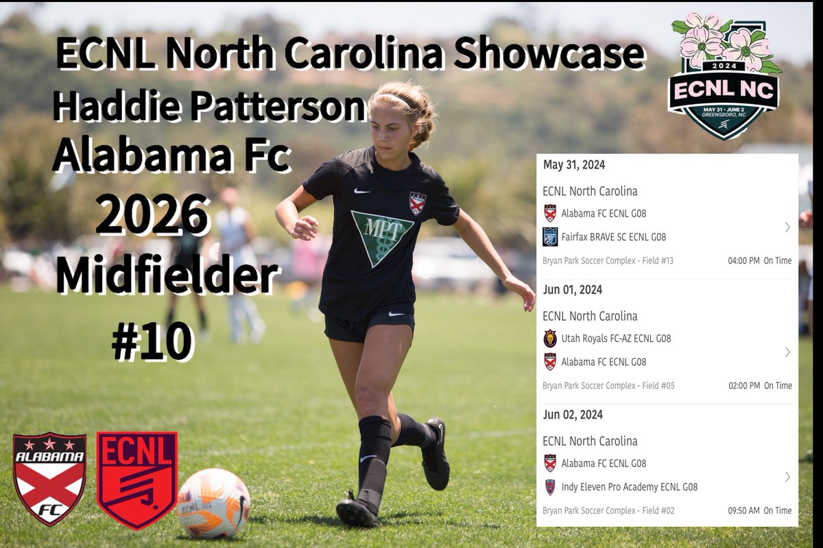 Haddie Patterson (@haddiepat10) on Twitter photo 3 more sleeps till ECNL North Carolina!! I’m so excited!! <a href="/ImCollegeSoccer/">College Soccer Truth ™</a> <a href="/Bham_United/">Alabama FC/Birmingham United</a> <a href="/ECNLgirls/">ECNL Girls</a> <a href="/ECNLSoutheast/">ECNL Southeast Girls</a> 3 more sleeps till ECNL North Carolina!! I’m so excited!! <a href="/ImCollegeSoccer/">College Soccer Truth ™</a> <a href="/Bham_United/">Alabama FC/Birmingham United</a> <a href="/ECNLgirls/">ECNL Girls</a> <a href="/ECNLSoutheast/">ECNL Southeast Girls</a>