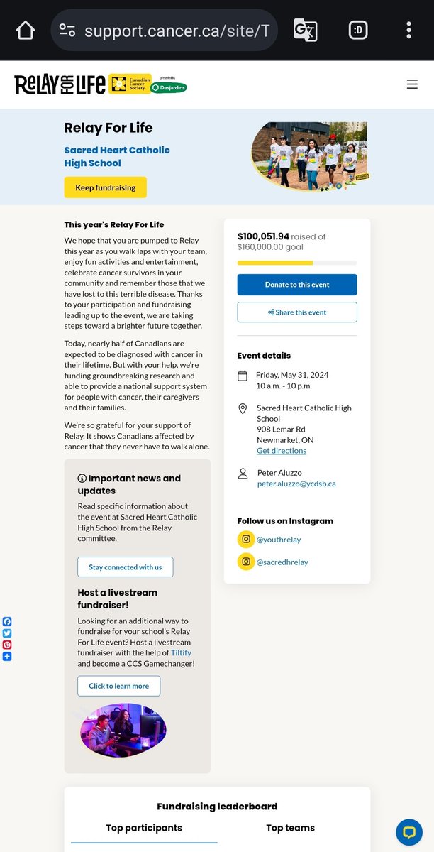 $100,000🥳🥳🥳

And it's not over yet! The passion at Sacred Heart is through the roof, and the impact of these students is truly spectacular! Keep it up, Sacred!

@cancersociety 
@newmarkettoday 
@YCDSB 
@SacredHeartCHS