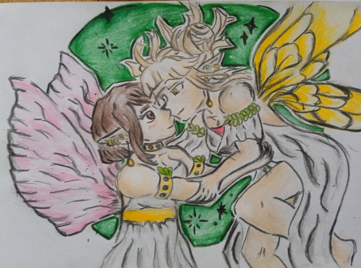Day 28 Fairy 
#mofm2024 #mythsofmay #mythsofmay2024 #mofm 
#fairy #ochaouraraka #himikotoga #tgrk
While drawing, Spotify got personal with the two's relationship.  I don't know whether to laugh or cry about the situation🥹