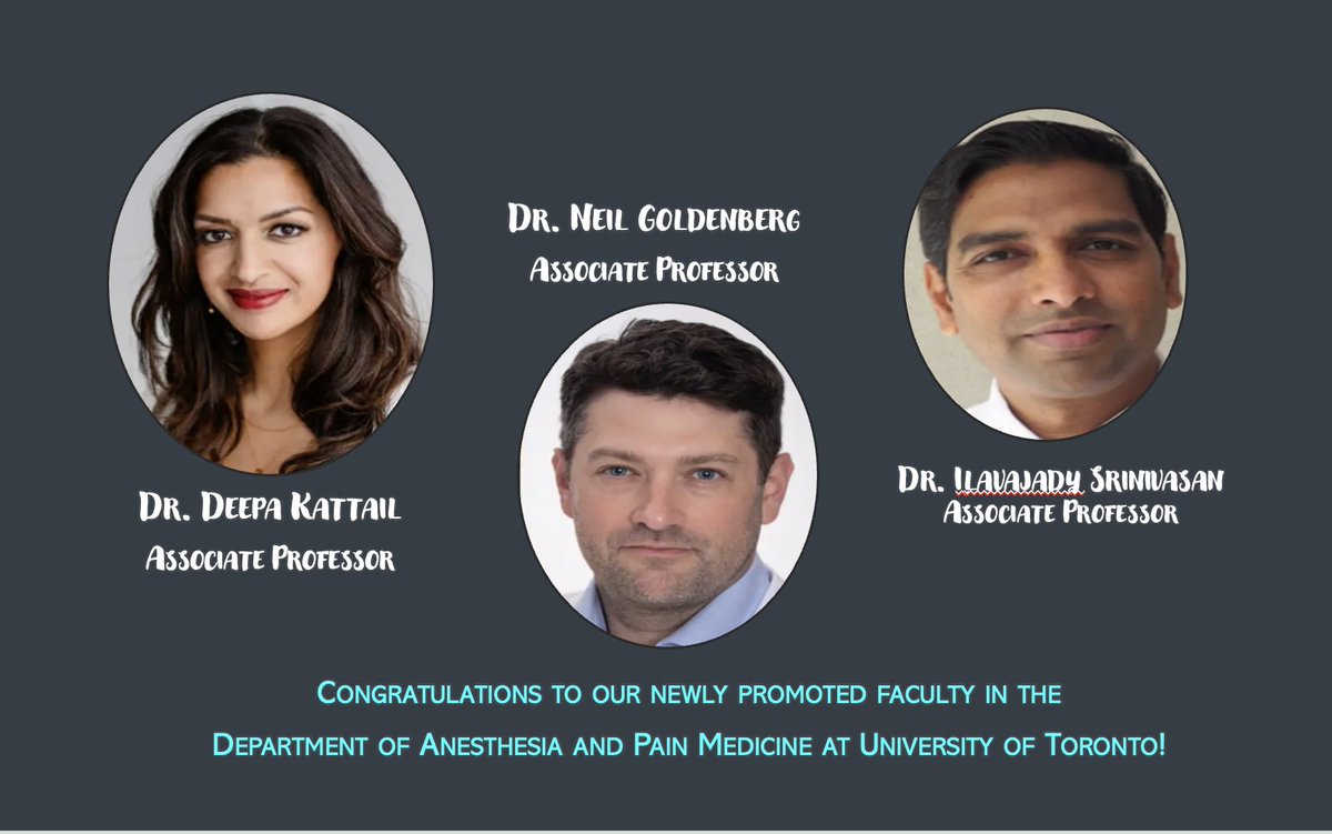 SickKids Anesthesia and Pain Medicine (@skanesthesia) on Twitter photo Congratulations 🥳 to our newly promoted <a href="/SKAnesthesia/">SickKids Anesthesia and Pain Medicine</a> faculty, all promoted to the level of associate professor at <a href="/UofTanesthesia/">Department of Anesthesiology & Pain Medicine</a>:
Dr. Iliajavady Srinivasan, @GoldenbergLab &
<a href="/DeepaKattail/">𝙳𝚎𝚎𝚙𝚊 𝙺𝚊𝚝𝚝𝚊𝚒𝚕, 𝙼𝙳 𝙼𝙷𝚂 𝙵𝙰𝙰𝙿</a>!
#PedsAnes #PedsPain #anesthesiology #anaesthesia #anesthesia #medtwitter Congratulations 🥳 to our newly promoted <a href="/SKAnesthesia/">SickKids Anesthesia and Pain Medicine</a> faculty, all promoted to the level of associate professor at <a href="/UofTanesthesia/">Department of Anesthesiology & Pain Medicine</a>:
Dr. Iliajavady Srinivasan, @GoldenbergLab &
<a href="/DeepaKattail/">𝙳𝚎𝚎𝚙𝚊 𝙺𝚊𝚝𝚝𝚊𝚒𝚕, 𝙼𝙳 𝙼𝙷𝚂 𝙵𝙰𝙰𝙿</a>!
#PedsAnes #PedsPain #anesthesiology #anaesthesia #anesthesia #medtwitter