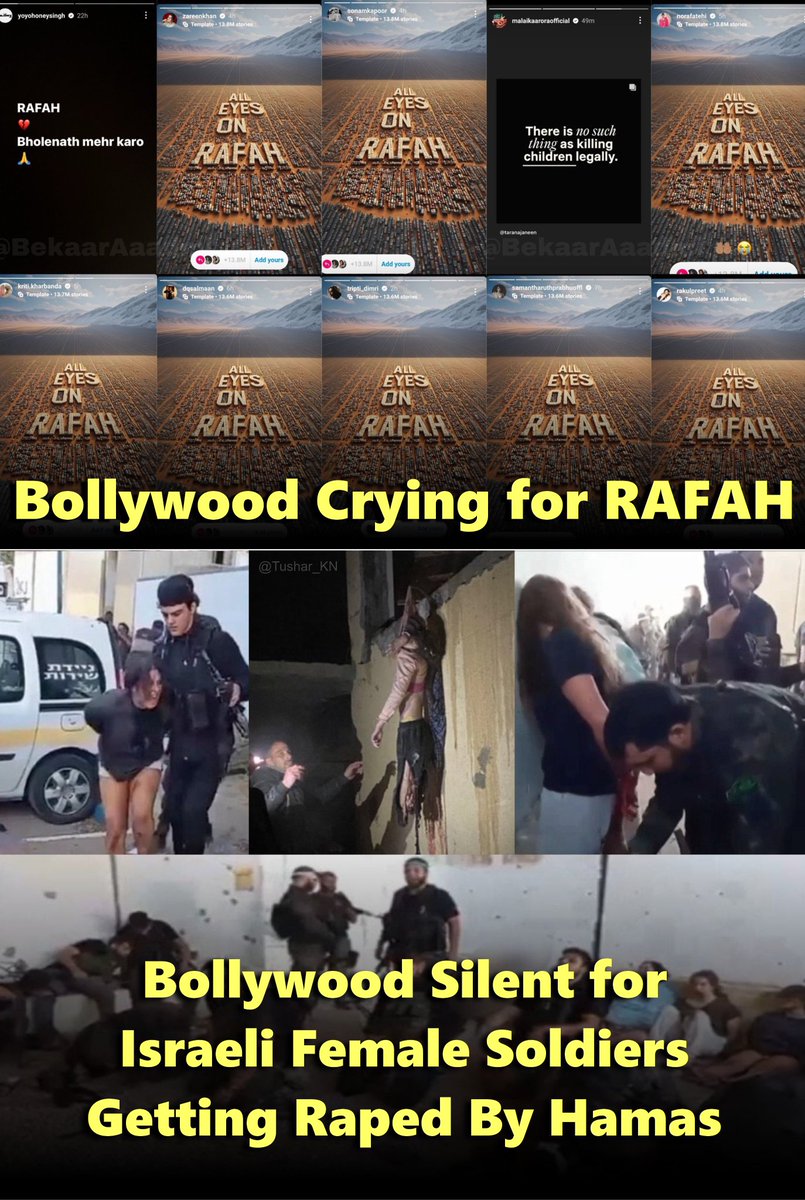 Never trust these Bollywood and entertainment people, these Bollywood Bhands could sell their souls for anything.

#AlleyesonRafah