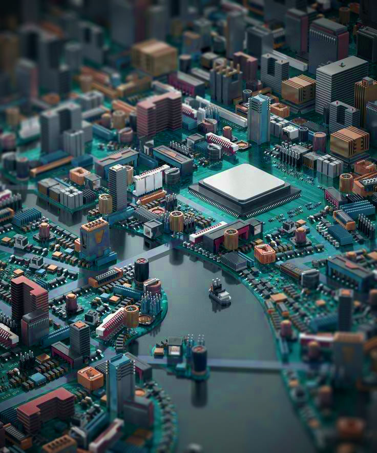 E-City: Miniature urbanscapes crafted from modular components. #ElecrowPCB #DIY #electronics😊