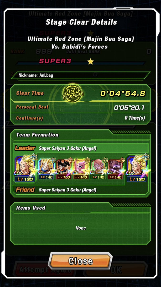 AnLbag26's tweet photo. @dokkan_global #RedZoneChallenge
I wanted to do this no item and it took a lot of attempts but I got it done https://t.co/HMWtqht3QB