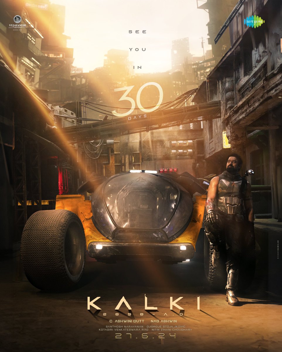 bpuja4921's tweet photo. The end begins in 30 days.

#Kalki2898AD hits theaters on June 27th!

@SrBachchan @ikamalhaasan #Prabhas @deepikapadukone @nagashwin7 @DishPatani @Music_Santhosh @VyjayanthiFilms @Kalki2898AD @BelikeBujji @saregamaglobal  #Kalki2898ADonJune27 https://t.co/TrktLTcRm4