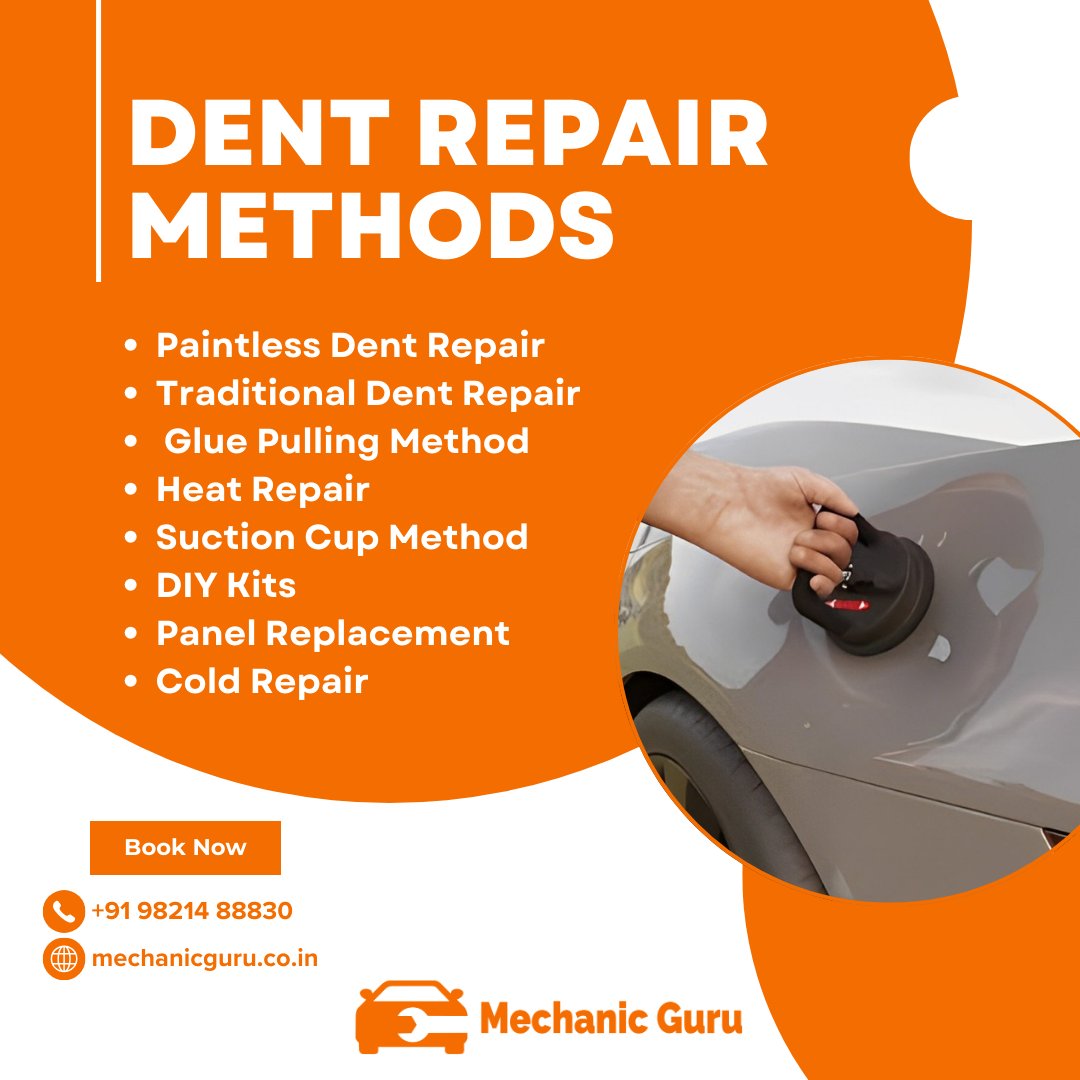 Each of these methods has its advantages and is suitable for different types of damage. The choice of method depends on the size, location, and severity of the dent, as well as whether the paint has been damaged.

#automobile #msme #automotive #startup #government #sra #gurgaon