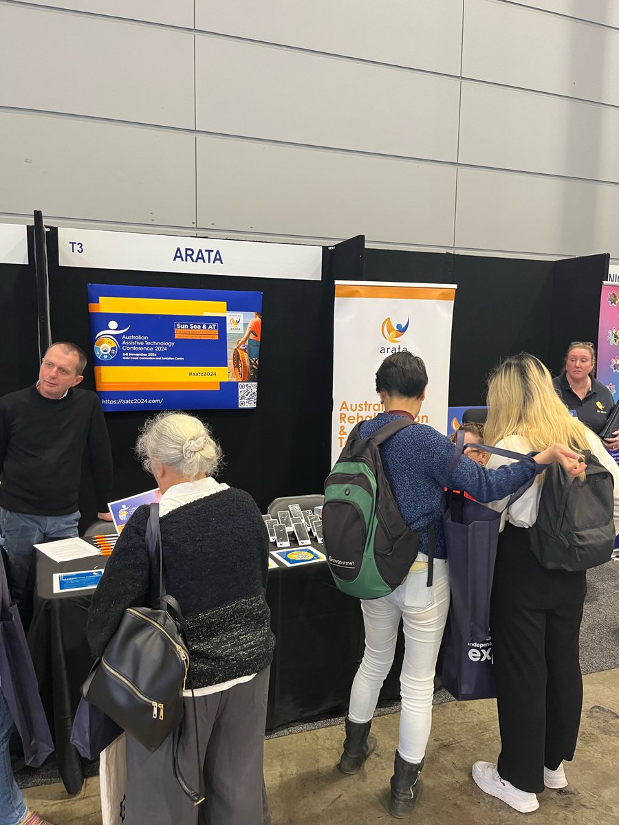 #ARATAaus is at #ATSA Brisbane! Visit us, grab some freebies & post a photo of your fav AT in our selfie frame to join a prize draw. We love catching up with #AT stakeholders in our #communityofpractice Big thanks to our volunteers including Nerine Williams from @atchat (below)!