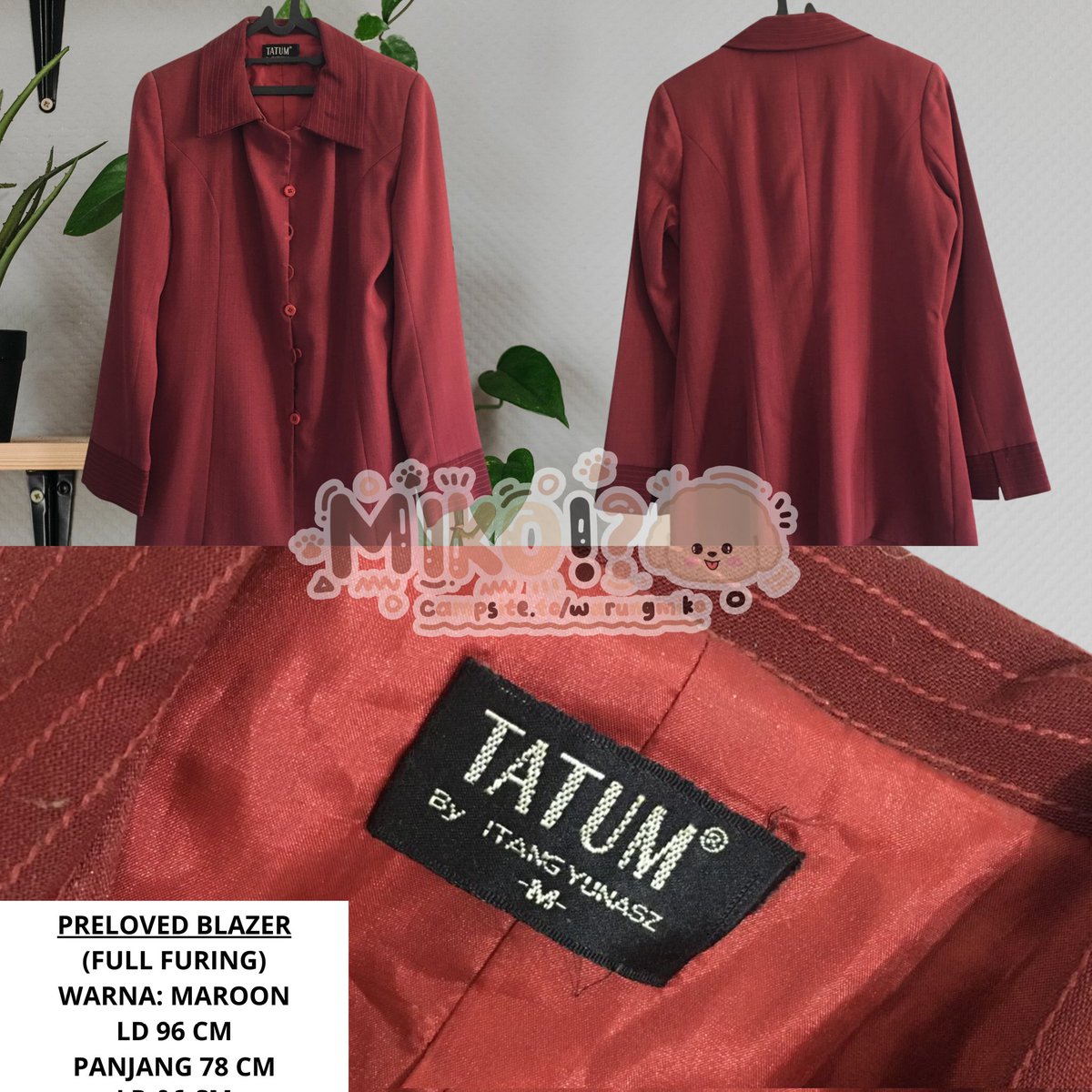 novembev's tweet image. [PRELOVED]

WTS (Want to Sell) Blazer Merah Maroon Unisex:
- Good condition (pemakaian pribadi)
- Full furing
- Deskripsi lebih lanjut ada di pict

📸 Foto asli dari owner
💸 38k (COD / Checkout di 🍊)
🏡 Bekasi, Jawa Barat

#zonauang #prelovedbekasi #prelovedblazer #thrifting