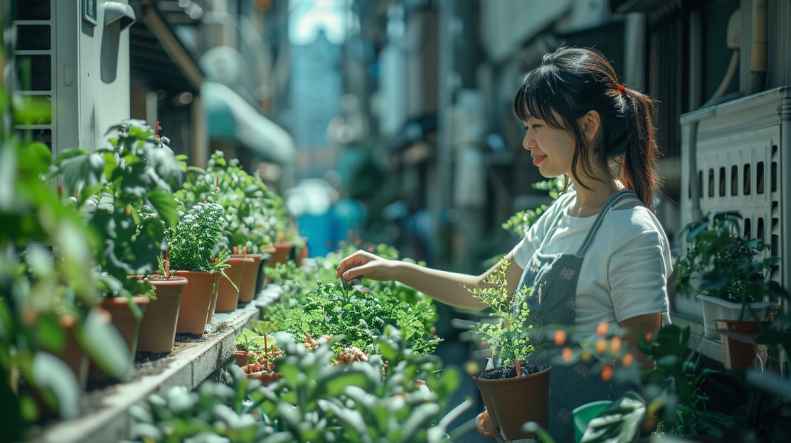 昼間の都市景観を楽しみながら、お昼のガーデニングを楽しんでみては？自然と触れ合うことで心が癒され、スギナ茶でリフレッシュ。午後の活動に向けて、心身ともに整えましょう。

#スギナ茶 #ガーデニング #都市景観 #リフレッシュ