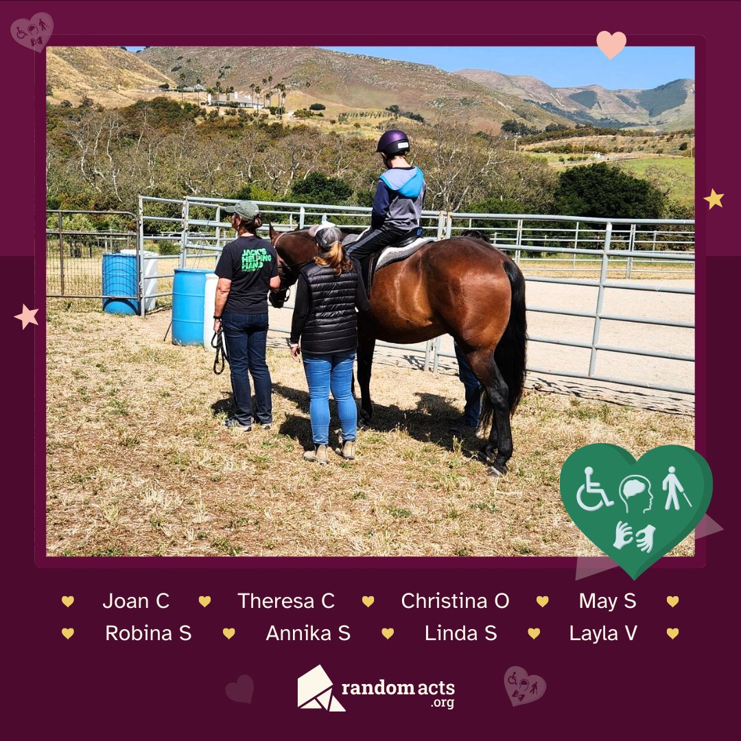 Shoutout to the donors listed for supporting these #RandomActsOfKindness! Amie wanted to set her local equine adaptive riding program up for success by providing helmets, riding gear, specialized saddles, and care items. #SpreadKindness