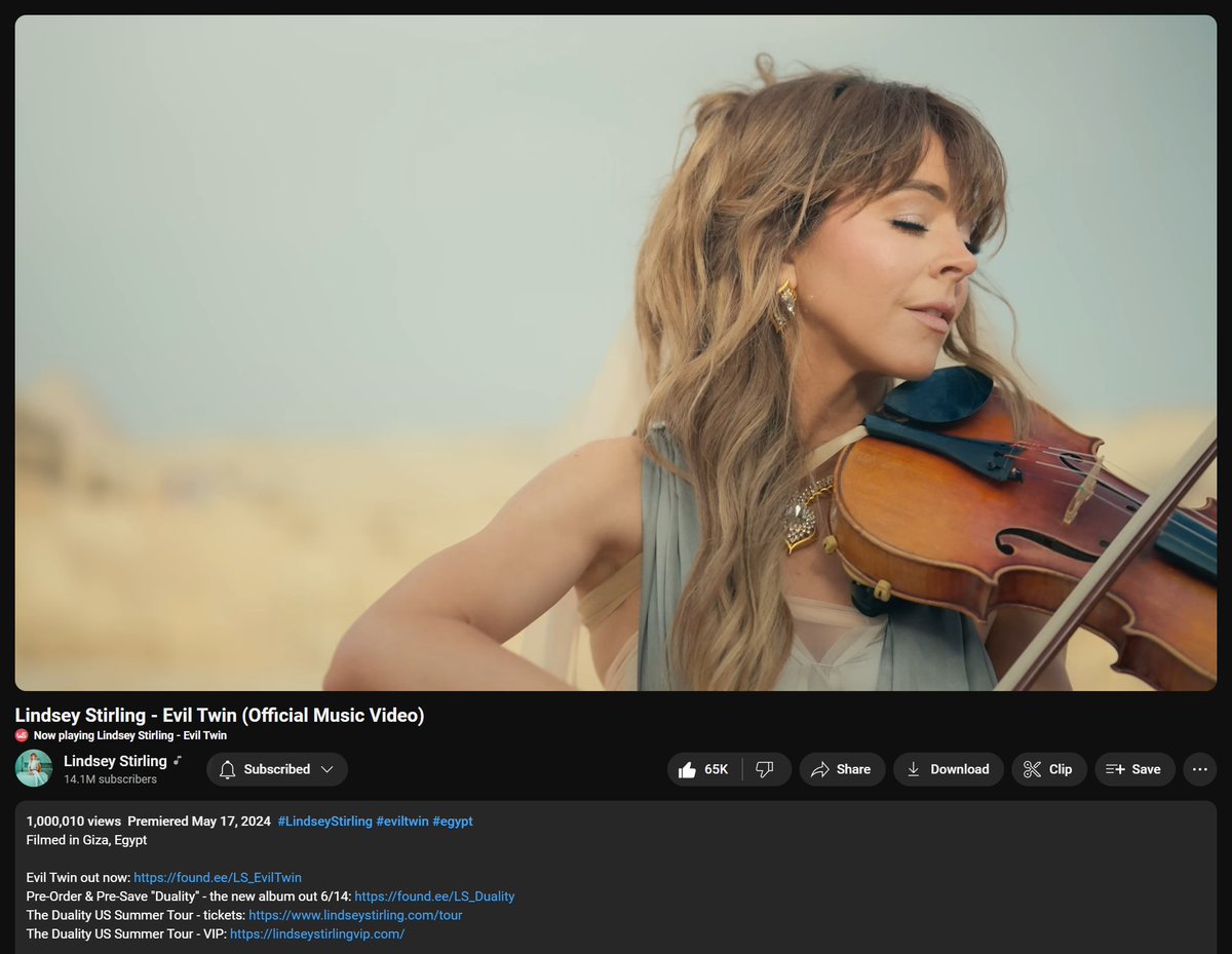 HausOfGengar's tweet photo. 11 days to hit first million for Evil Twin. Congrats @LindseyStirling on another hit! #EvilTwin #LetsGOLD #Duality https://t.co/BRUd1J0uyX