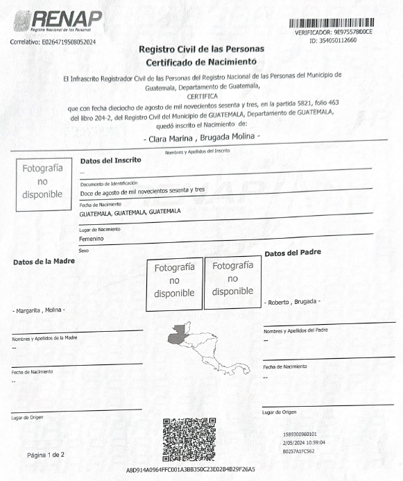 econokafka's tweet photo. ¿Es @ClaraBrugadaM guatemalteca? Otra cuestión a aclarar, aparte de sus cuentas millonarias (en dólares) en paraísos fiscales.

Complicado que una niña con los mismos nombres y apellidos haya nacido el mismo día en el país vecino. https://t.co/EQ6qgGwkyy