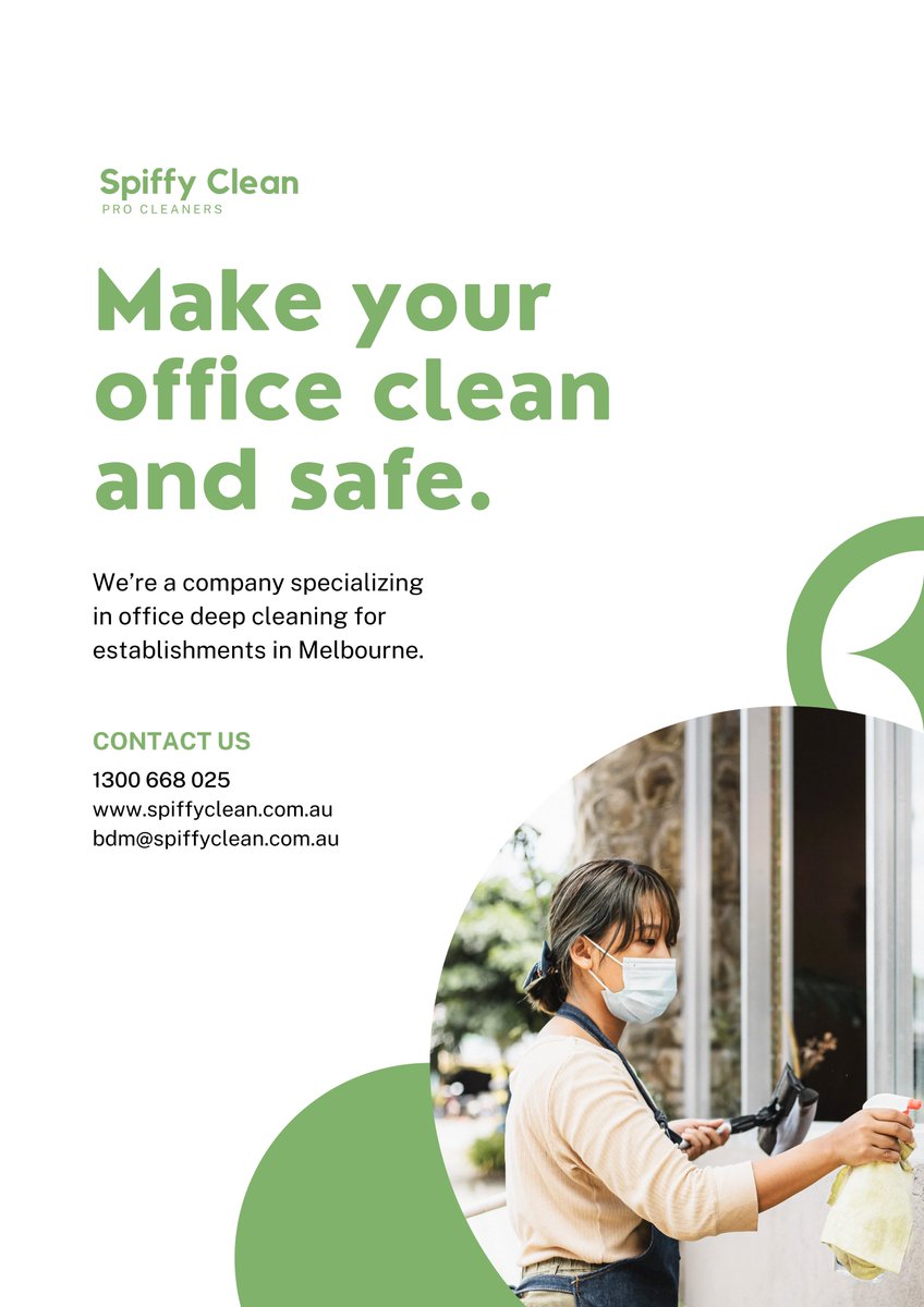 From desks to boardrooms, Spiffy Clean leaves no corner untouched! Elevate your office ambiance with our professional cleaning solutions. 

#OfficeCleanliness #SpiffyClean #WorkplaceWellness
spiffyclean.com.au/office-cleanin…