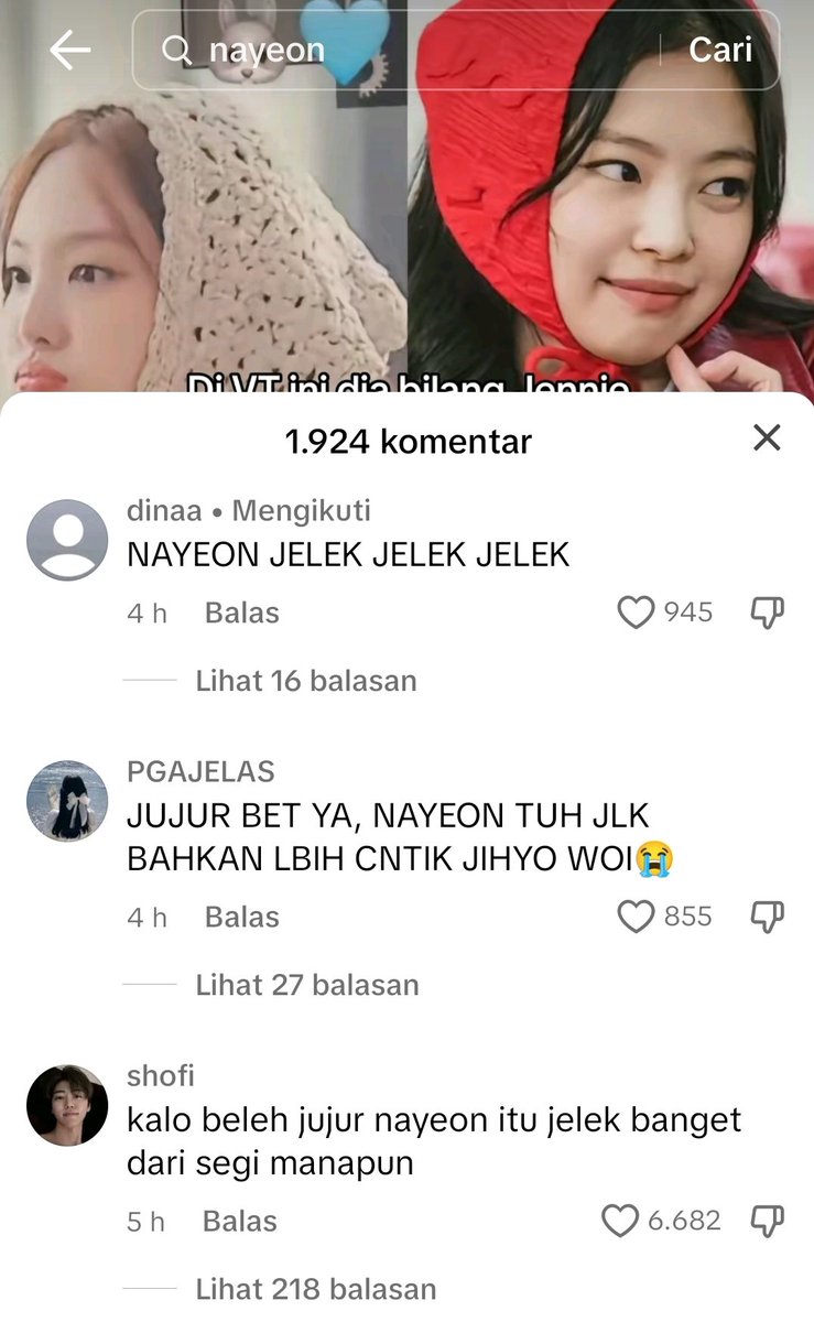 pingumaung's tweet photo. Once bisa ga kita report akun ini rame2 sampe ilang? Sumpah ini udah di luar nalar, isi komen nya jahat2 bgt ke Nayeon, kalo bikin konten bawa2 Nayeon selalu fyp. Gue sampe nangis bacain komen ribuan isinya hate semua😭 https://t.co/8gTtit8wTs