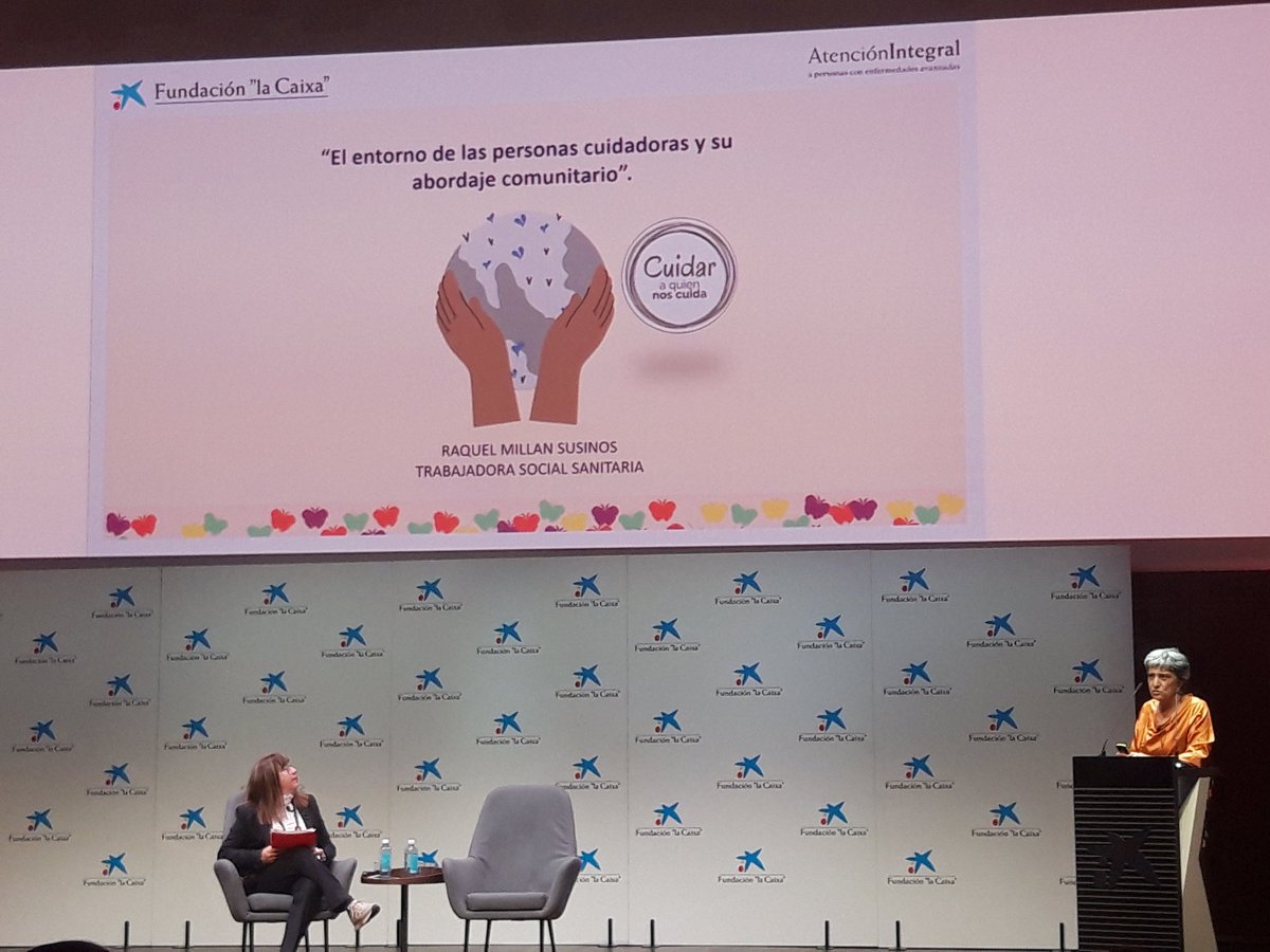MartaMPalis's tweet photo. Segunda ponencia de la jornada d ela mano de Raquel Millán, trabajadora social, hablando sobre la importancia de la mirada comunitaria para acompañar a las personas cuidadoras.
#FundaciónLaCaixa 
#EnfermedadesAvanzadas 
#FinaldeVida 
@CatEaps
@grupmutuam 
@FundlaCaixa https://t.co/PB2bPQ24WO