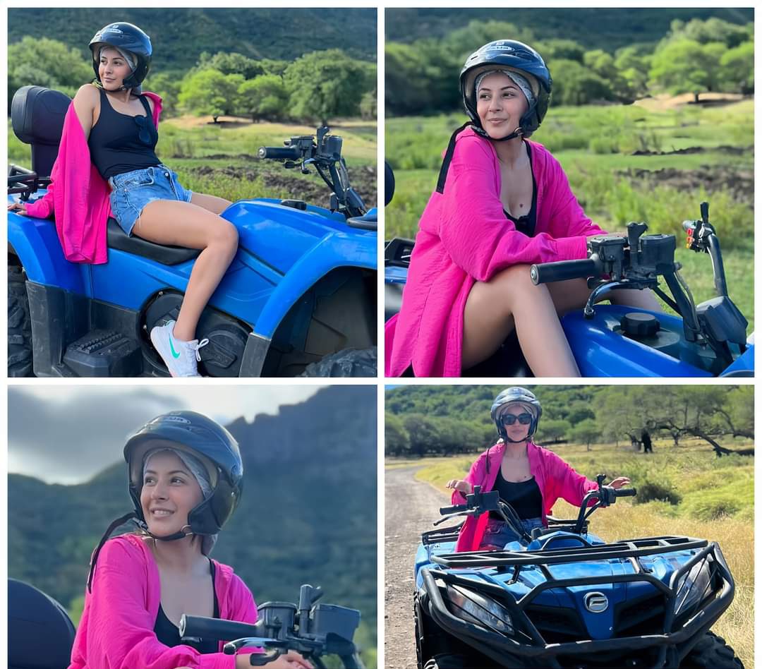 #ShehnaazGill enjoying her first time quad biking .

#Shehnaazians