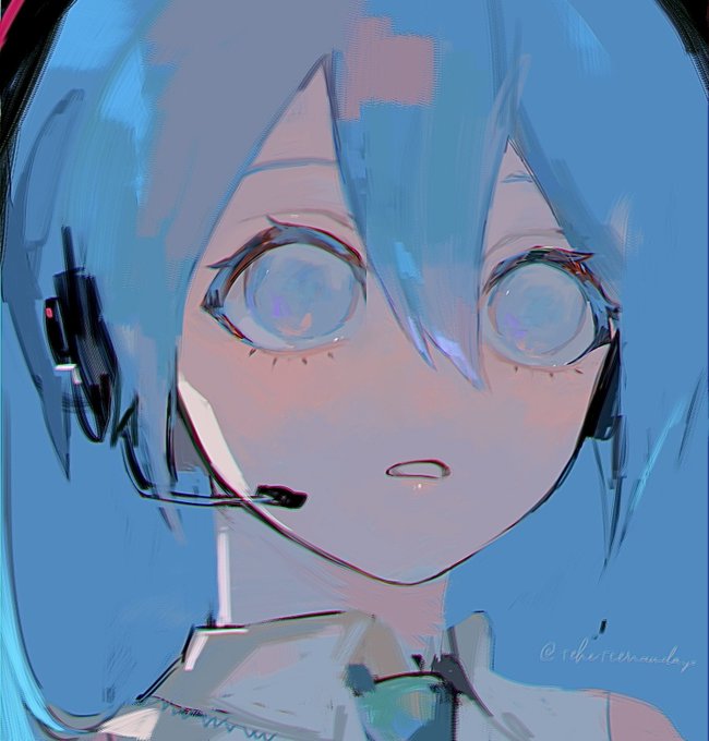 「blue hair headphones」 illustration images(Latest)