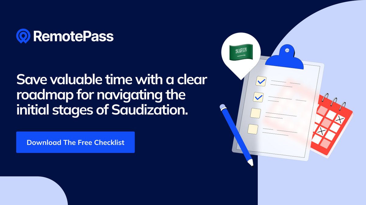 Expanding to Saudi Arabia? 
Make it smooth with our FREE Nitaqat compliance checklist!

Learn key steps for
⚒️Saudization recruitment strategy
🏢Onboarding employees
🪙Managing payroll, records &amp; reporting
✅Staying compliant in the long run

Download now: remotepass.com/e-library/the-…