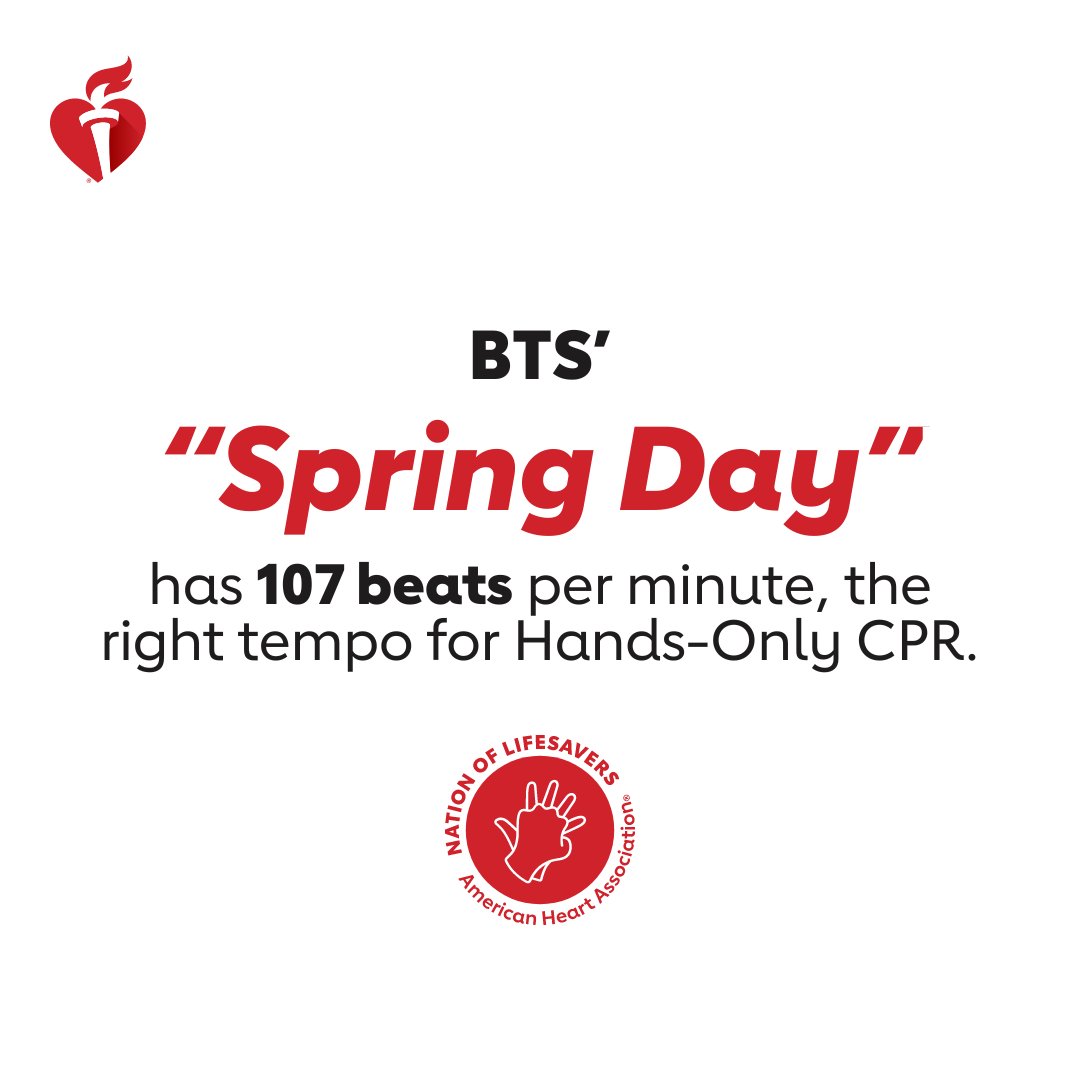 Hey BTS ARMY! Join our #NationofLifesavers by learning the 2 steps to saving a life with Hands-Only CPR. If a teen or adult collapses, call 911, then push hard & fast in the center of the chest to the beat of “Spring Day.” 💜 #NationofLifesavers #AANHPIHeritageMonth @bts_bighit