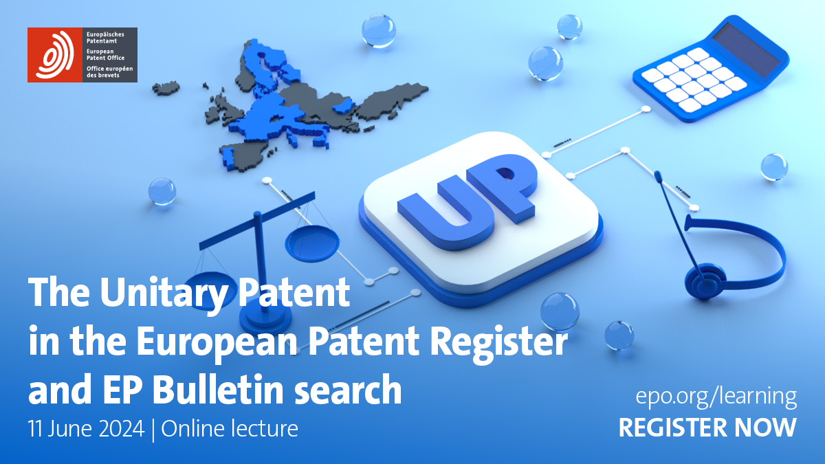 Are you curious about the #UnitaryPatent (UP)? Our next lecture on 11 June will cover the European Patent Register and European Patent Bulletin for UP-related information. ➡️ Don't miss out: bit.ly/3UUZqVM #IPTraining