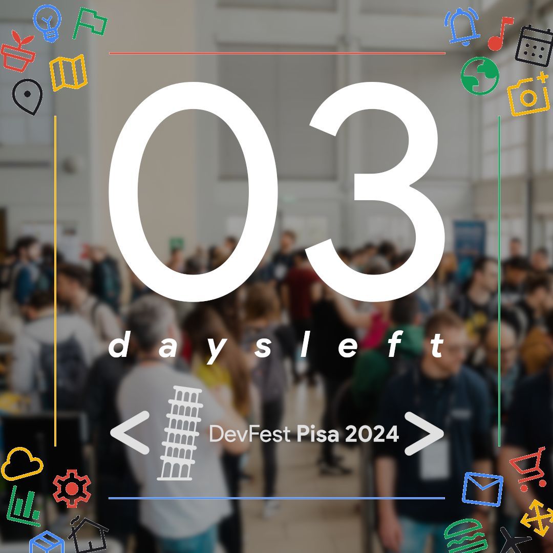 Are you ready? 3 days left until DevFest Pisa 2024

📌 We are waiting for you at Polo Fibonacci, building E
📅June 1st from 8.30 am to 7.30 pm.

😄Are you ready for the event?

devfest.gdgpisa.it