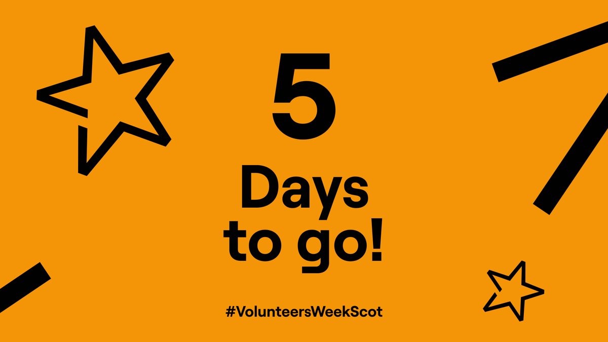 ⭐5️⃣DAYS TO GO! 🎉⭐ Join us in celebrating 40 years of thanking volunteers this #VolunteersWeekScot! 🎉 We've got some exciting things lined up and can't wait to see what you have planned! Download all the resources you'll need to get involved here: volunteersweek.scot/resources/