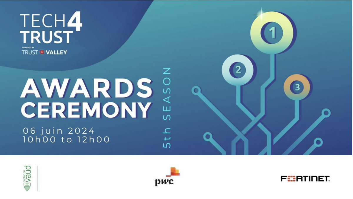 In one week! 🚀🚀🇨🇭🌐 #Tech4Trust  Season 5 Award Ceremony 2024 coming on June 6th at Unlimitrust Campus in Prilly. Learn more and join us on this special occasion: bit.ly/4bI6oV1 #TrustValleyCH #digitalTrust #cybersecurity cc @lennig