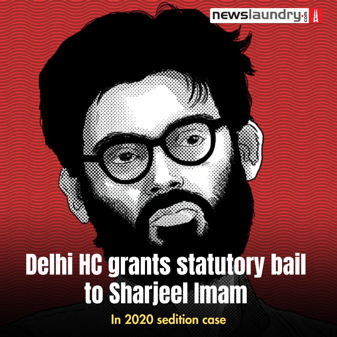 #SharjeelImam, an activist arrested under the UAPA and sedition laws amid the protests against the CAA and NRC has been granted statutory bail by the Delhi High Court on May 29.

He was arrested in 2020 over alleged inflammatory speeches at Aligarh Muslim University and Delhi