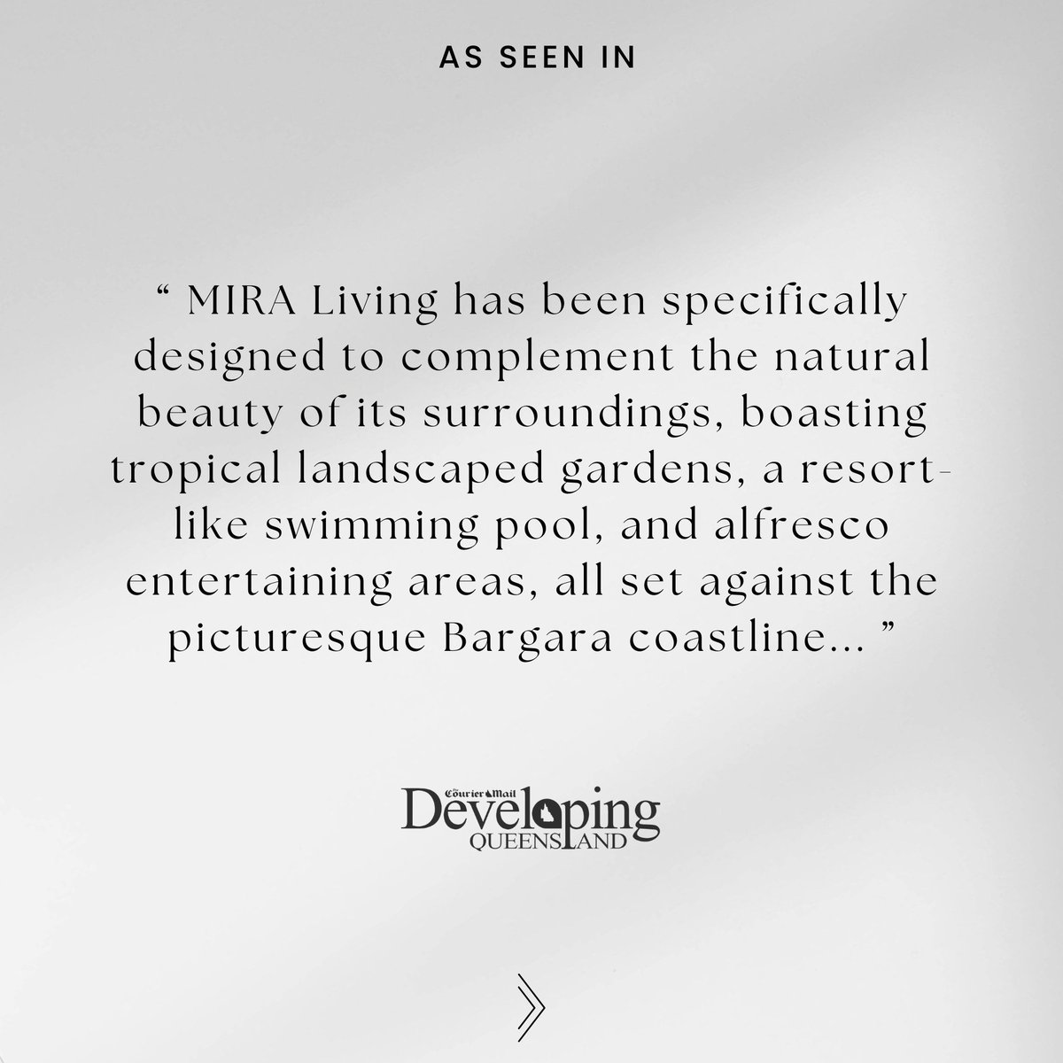 PlaceProjects's tweet image. | DEVELOPING QUEENSLAND with Place Projects
By The Courier Mail

read the complete article here 🔗 ow.ly/oCN850RZNaa

Discover more about this limited waterfront opportunity today
miraliving.com.au

" Find your happy Place... "