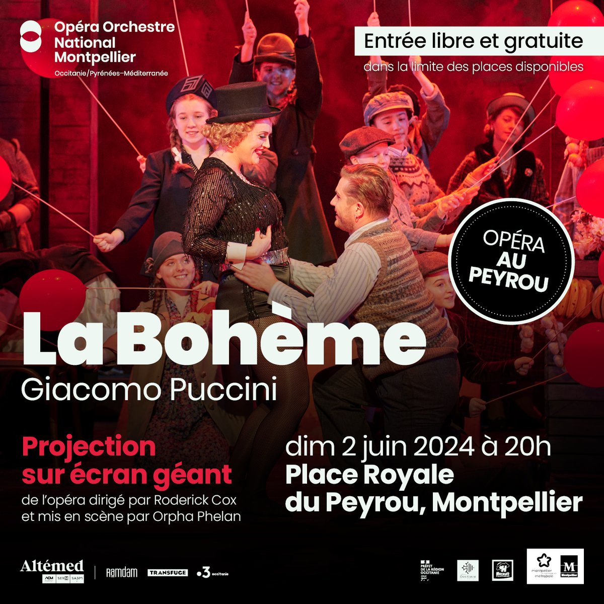 Pour rendre l'art lyrique accessible au plus grand nombre, l'@OONMLR propose un rendez-vous musical en plein air exceptionnel : La Bohème de Puccini sera retransmise sur écran géant sur la Place Royale du Peyrou, le dimanche 2 juin à 20h. 🤩 🆓Gratuit 👉swll.to/TM4qF