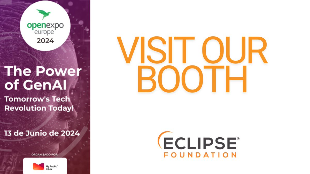 Calling all open source enthusiasts! Explore the latest innovations at <a href="/OpenExpoEurope/">OpenExpo Europe</a> in Madrid on June 13th. Swing by the #EclipseFoundation booth and chat with <a href="/j_rico_/">Juan Rico</a> about the power of collaboration in open source. See you there! hubs.la/Q02xxkfh0
#OPENEXPO2024