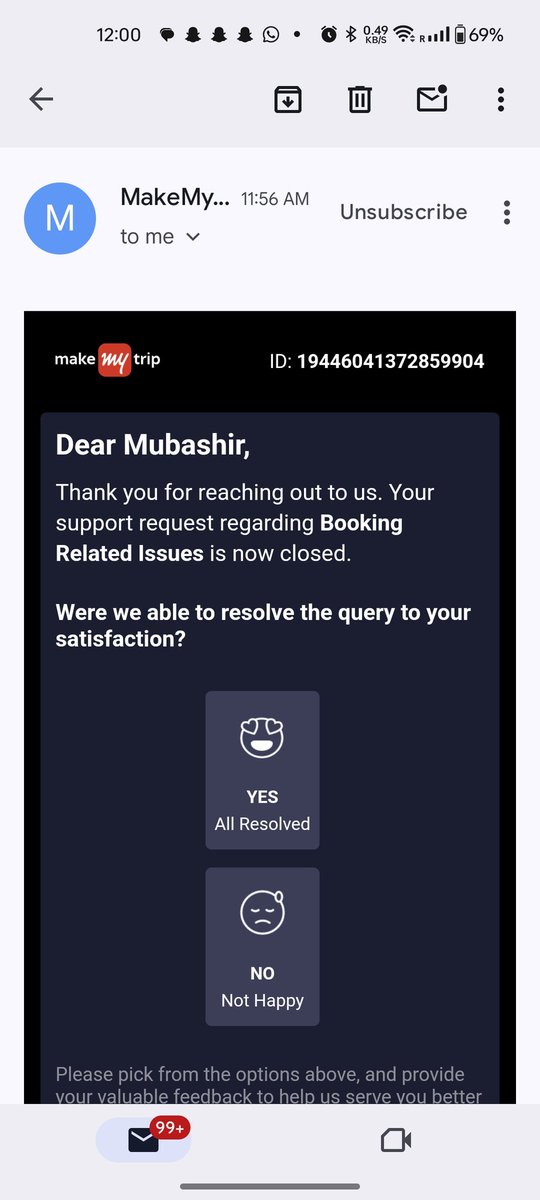 mrn2world_physi's tweet photo. @makemytripcare No solution till now after 5 days and I got the email from @makemytripcare saying my request was solved, still I didn't get my updated ticket then how you closed my issue. https://t.co/arIYCygBDP