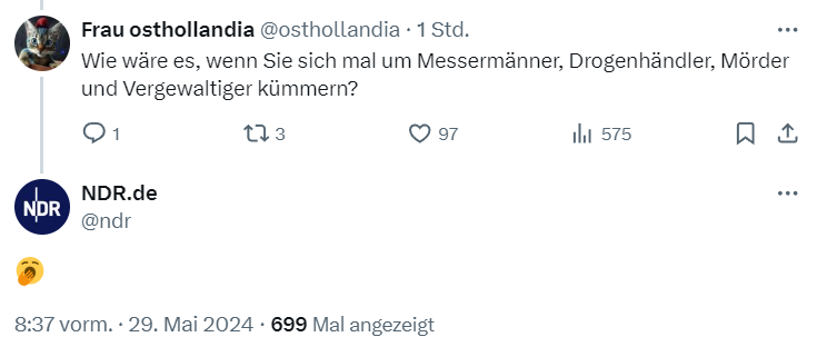 Der NDR verhöhnt alle Opfer und Hinterbliebenen von Migrantengewalt. Und diese Frechheit müssen wir auch noch bezahlen.