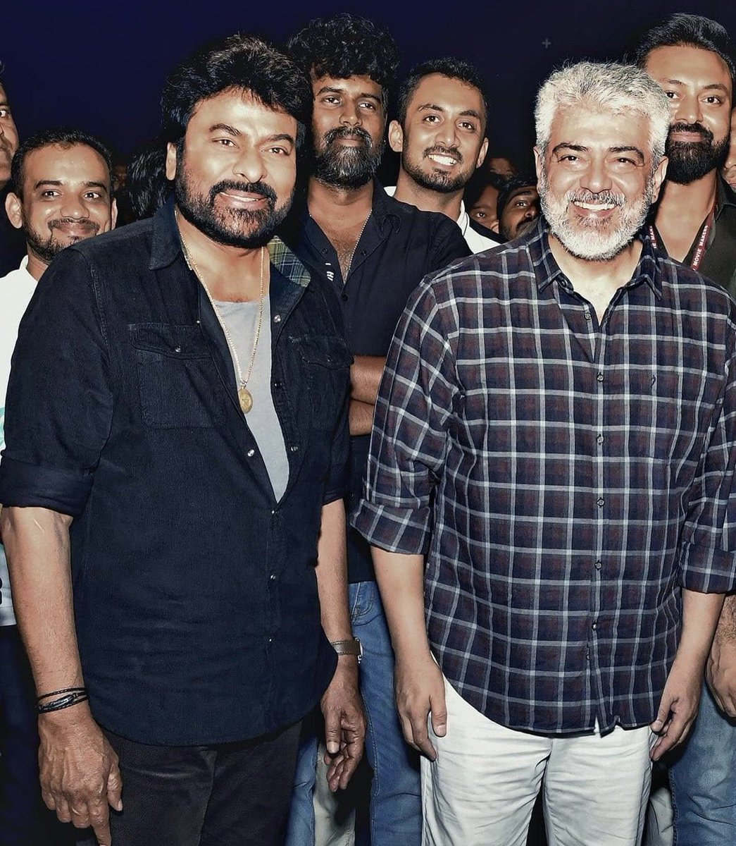 CinemaWithAB's tweet photo. #Chiranjeevi about #Ajithkumar in his insta story:

- Had a Surprise star guest of #Vishwambhara last evening✨
- The Very Affectionate #Ajithkumar who's shooting next door (#GoodBadUgly) visited & we had a great time chatting up😀❤️
- I was so delighted at the Peaks of stardom Ajith has attained over the years and yet how he remains a beautiful soul at heart❤️‍🔥