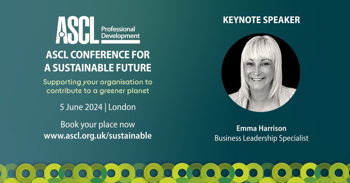 🥁ONE WEEK TO GO! I am looking forward to hearing all of our amazing speakers share their insights on sustainability at @ASCL_UK conference for a sustainable future. Spaces are available if you wish to book #ASCLSustainability 💚🌍