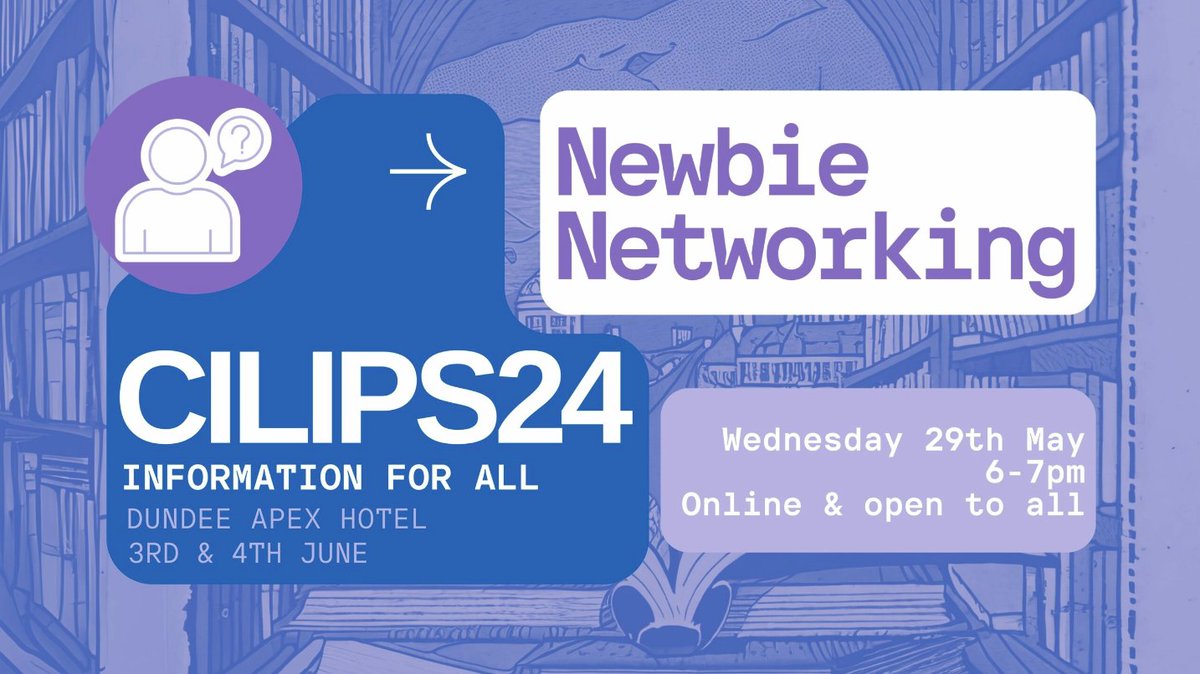 Last chance to sign up for Newbie Networking, tonight at 6pm via zoom! 🌟 (p.s it's open to all- not just newbies!) Hear all about the ins and outs of #CILIPS24, how to make the most of it, meet the team and fellow newbies! 👋 Register here: cilips.org.uk/events/newbie-…