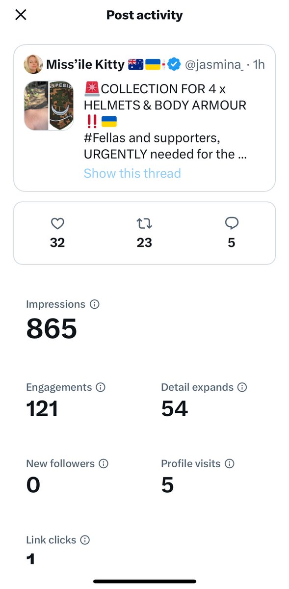 I can’t feel good tonight and truly feel despair when this is what I see …. Literally impressions/views but clearly not a priority to RT / QT for #NAFO when there’s more exciting things to engage in ?? What hope do our defenders have if most fundraisers are being ignored? 😔🇺🇦