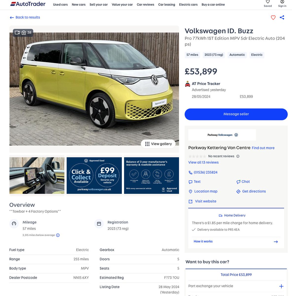 Volkswagen ID. Buzz
Pro 77kWh 1ST Edition MPV

I wonder what edition they will be on before they have sold all the Pre Registered  First Editions