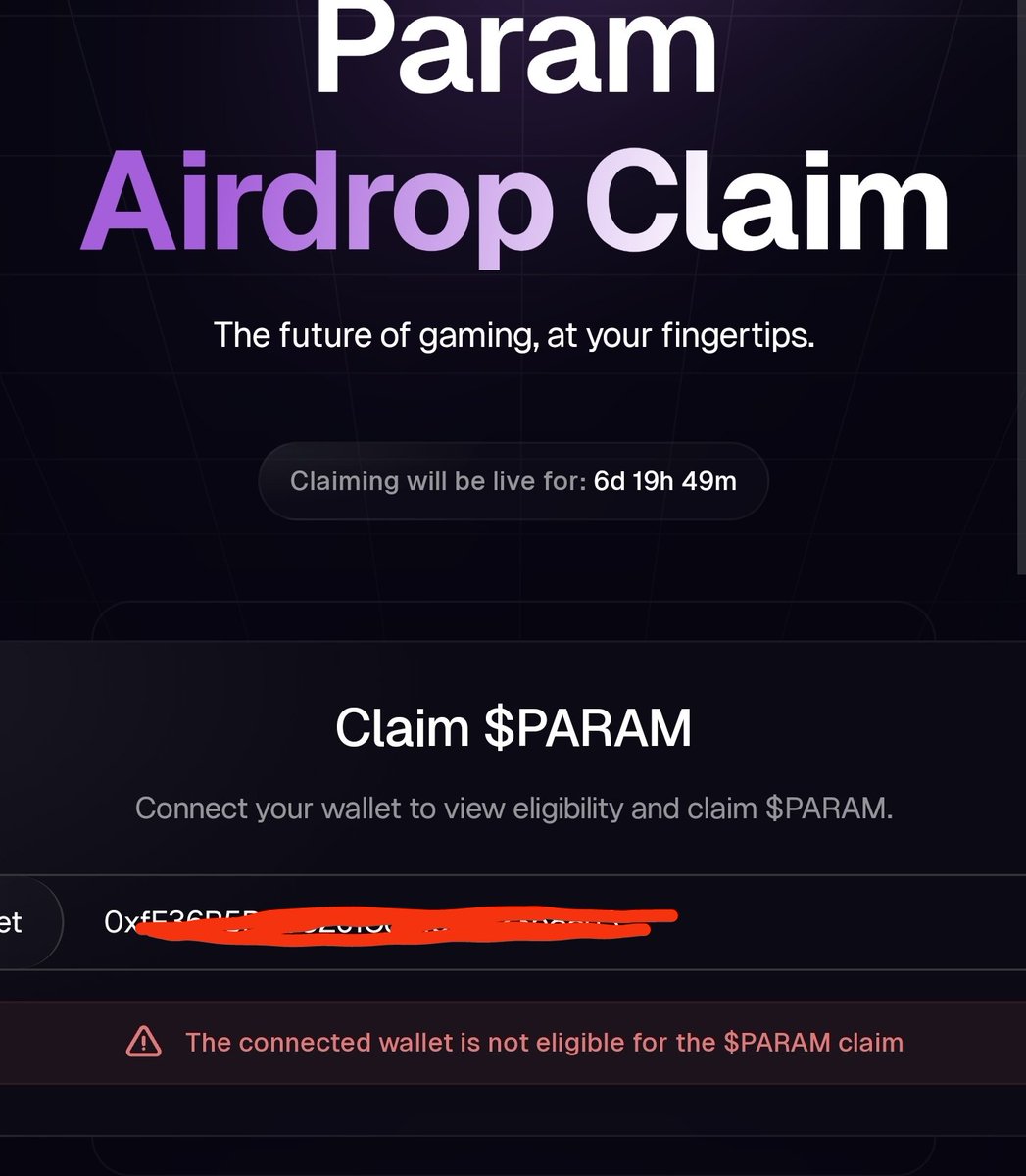 InfluencerDee's tweet photo. I am not eligible for $PARAM? 🙀 https://t.co/dRAsyztBeI