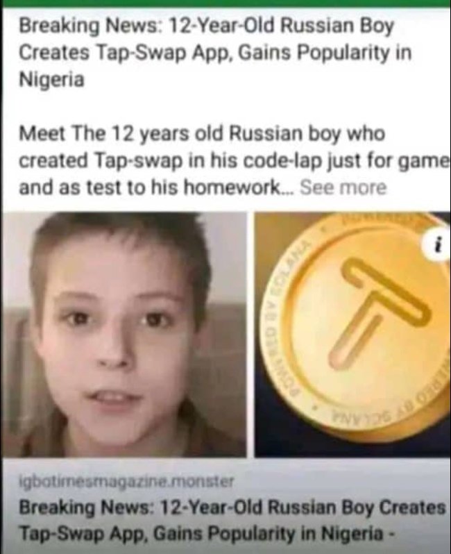 Meanwhile, a 12-year-old boy in Silicon Valley built TapSwap, a revolutionary new app... but a 12-year-old boy in Nigeria is still trying to figure out how to swap his mom's 'no' for a 'yes' to get an extra roll of puff-puff