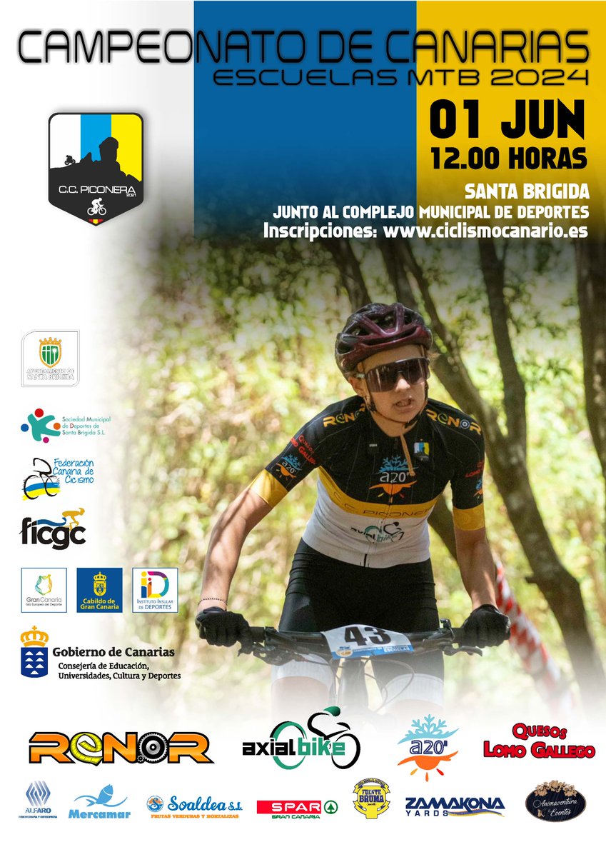 En nuestra web ciclismocanario.es podrás encontrar toda la información de las pruebas del fin de semana.

¡Mucha suerte y a DISFRUTARLO! 🚵‍♀️🚵‍♂️⚡️

#ciclismocanario #yosoyciclista #federacióncanariadeciclismo #ciclismo #deportecanario #dgd #GobiernodeCanarias #yosoyciclista