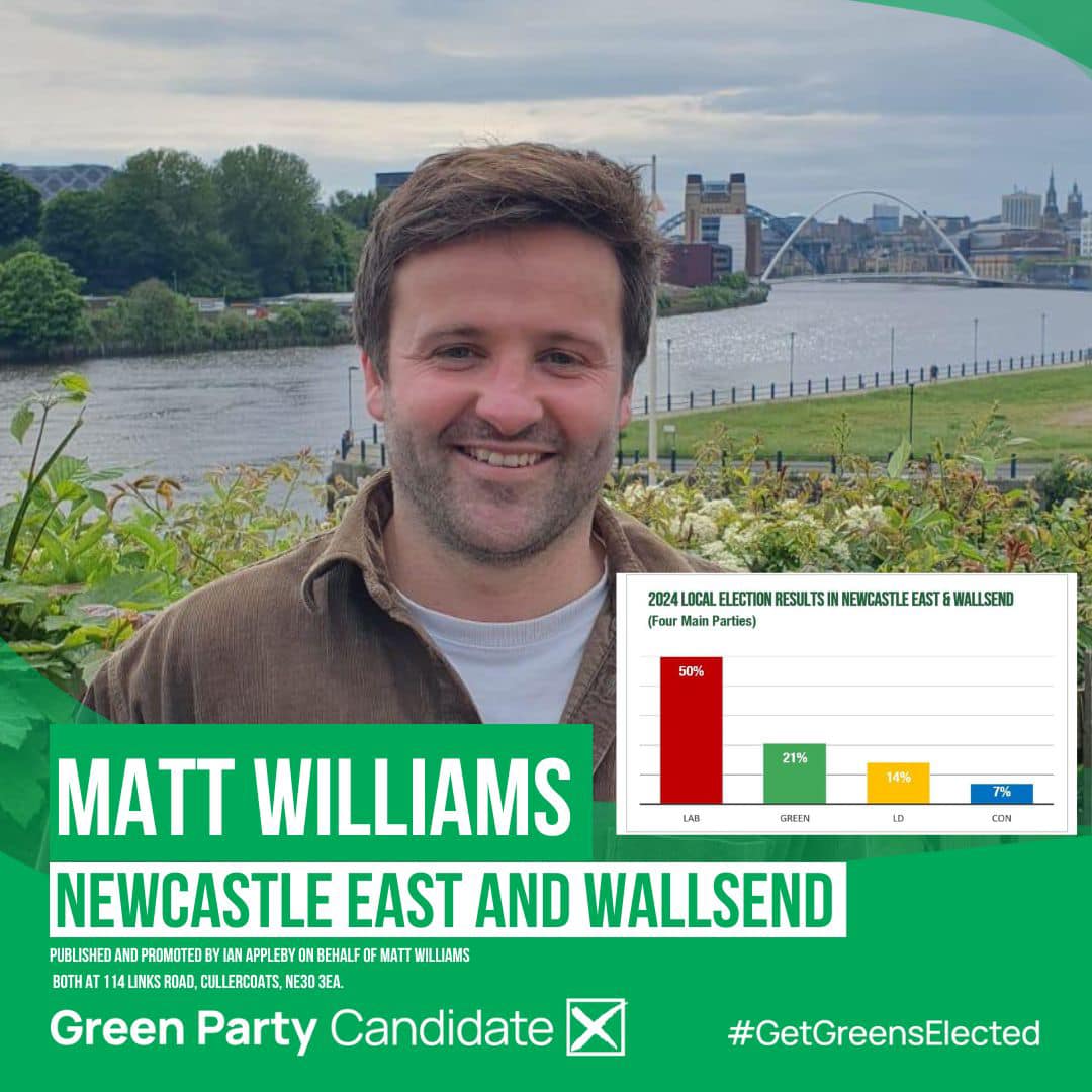 Recent local elections for Newcastle & East End placed
@thegreenparty 2nd. In Byker & Elswick, folks let in a breath  of fresh air & there are 2 new Green councillors. Both these wards are either side of inland Kittiwake colonies. Could we see a @nclgreenparty MP also? Gr8 chance