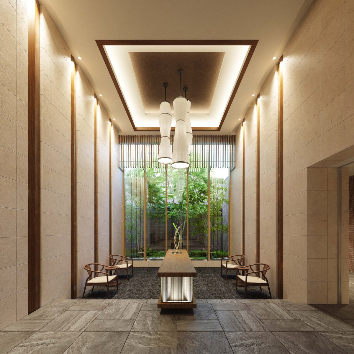 activeretech's tweet image. 今回は３DCGで作成されたマンションのラウンジです。タイルの凹凸などで素材感をしっかり出すことでリアリティを引き出しています。
エントランスからラウンジにつながるシーンの動画も投稿していますので、是非ご覧ください。
#3dsmax #3dcg #architecturalanimation