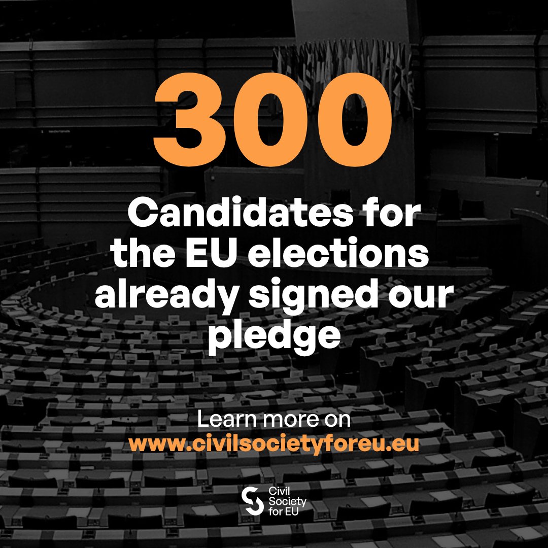 👏300 commitments to support civil society! ⏰With the #EUelections2024 approaching, we call on all candidates to sign our #CivilSocietyForEU pledge for better civic space & civil dialogue in the EU! 🇪🇺 👉 bit.ly/46SJNSE