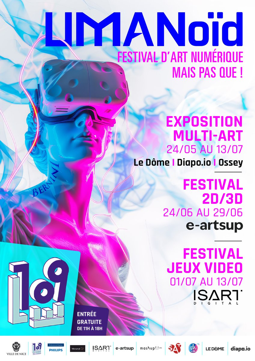 Assistez au festival « UMANoïd » et découvrez un événement unique réunissant les innovations artistiques les ➕récentes, fusionnant art numérique, art contemporain & technologies modernes ! 😍
📍 109 (89 Route de Turin, 06300 Nice)
ℹ️explorenicecotedazur.com/fiche/umanoid-…

#ExploreNiceCotedAzur