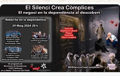 Hoy 29/5/24 20 h 
Nuevo programa de #ElSilencioCreaComplices

Rebelión en la dependencia 

Directo 👇
youtube.com/live/lY2tfbzoE…

RT
x.com/AfectadosBBS/s…