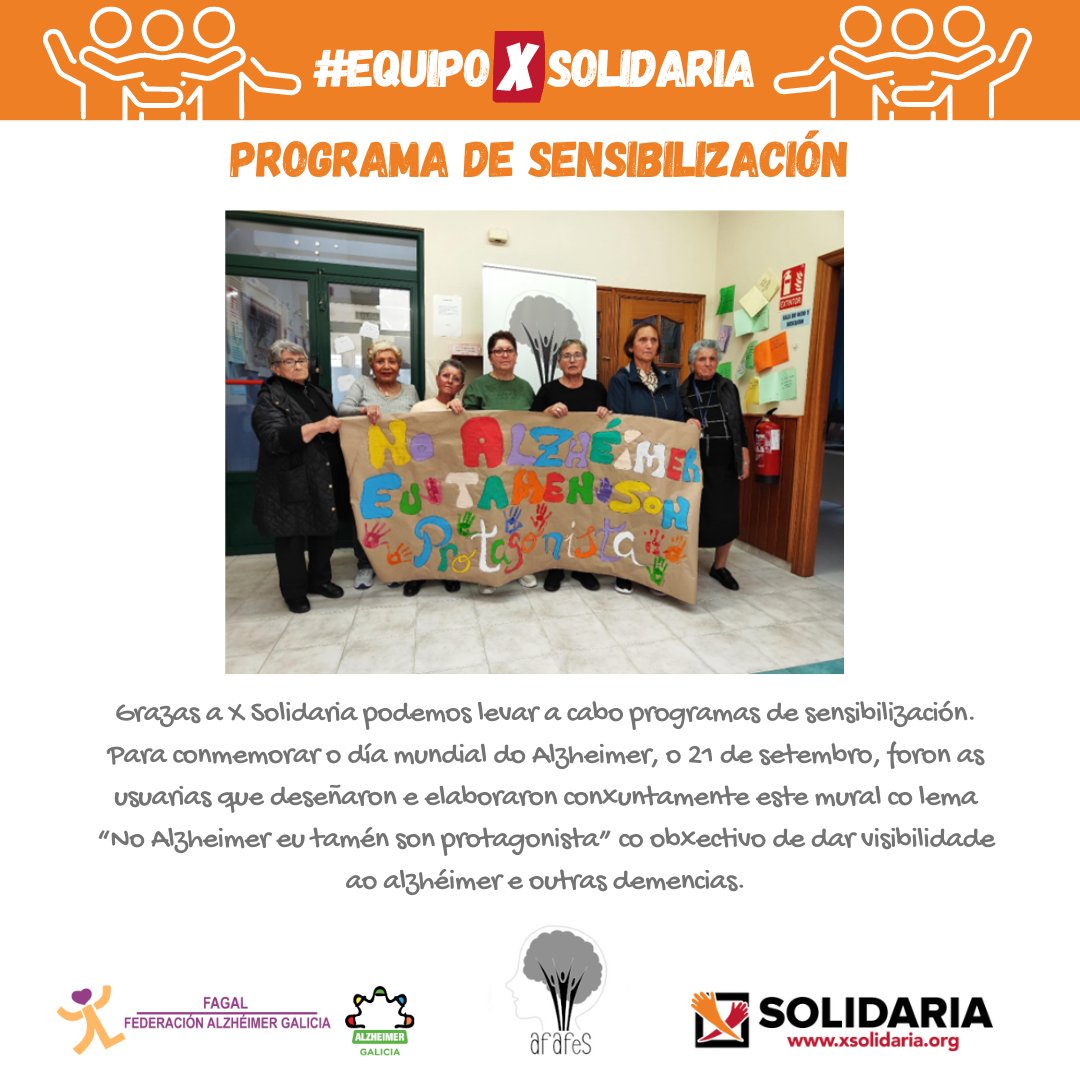 Grazas a que ti marcas a #XSolidaria, <a href="/FagalAlzheimer/">Federación Alzheimer Galicia</a> puido levar a cabo programas de sensibilización. Queres saber que máis se puido financiar grazas ao  #EquipoXSolidaria
👇Preme aquí:
eapn-galicia.com/es/as-entidade…