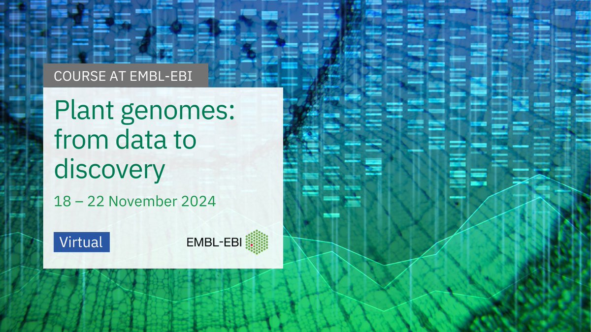 Applications are now open for this virtual course. If you are a plant scientist who wants to know more about using genomic tools and open resources to explore plant genomes this course is for you. Apply by 1 September: ebi.ac.uk/training/event…

#plantscience #genomics